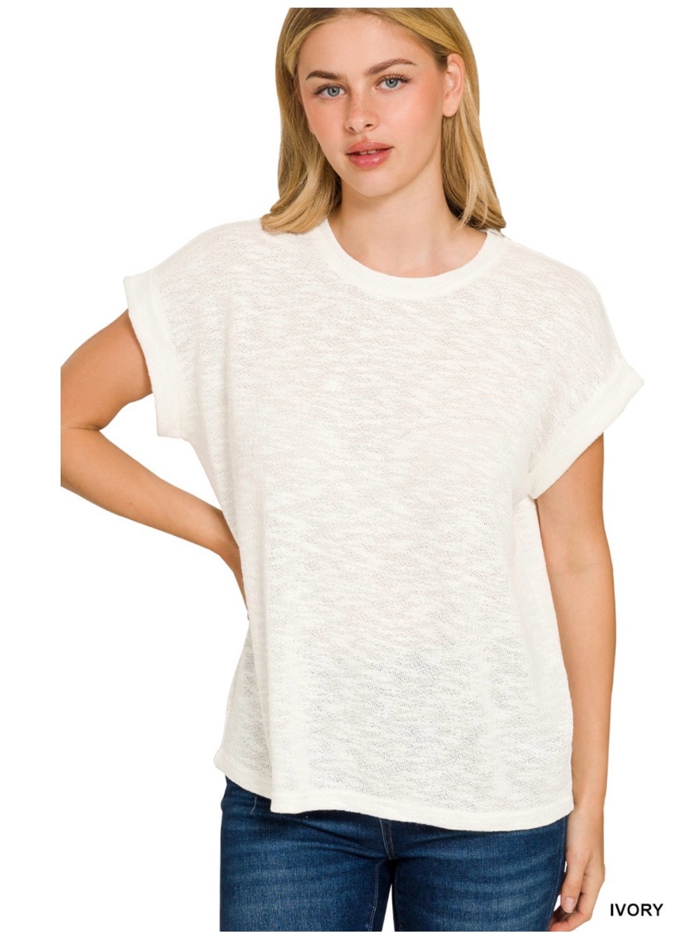 HACCI SLUB ROLLED UP SLEEVE TEE OFF WHITE